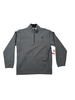 Reebok Men’s RBK Unwind Quarter-Zip Pullover M Charcoal Heather Moisture-Wicking